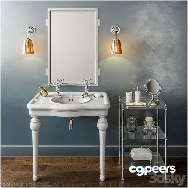 3ds Max Free – Drummonds – The Single China Windermere Vanity Basin