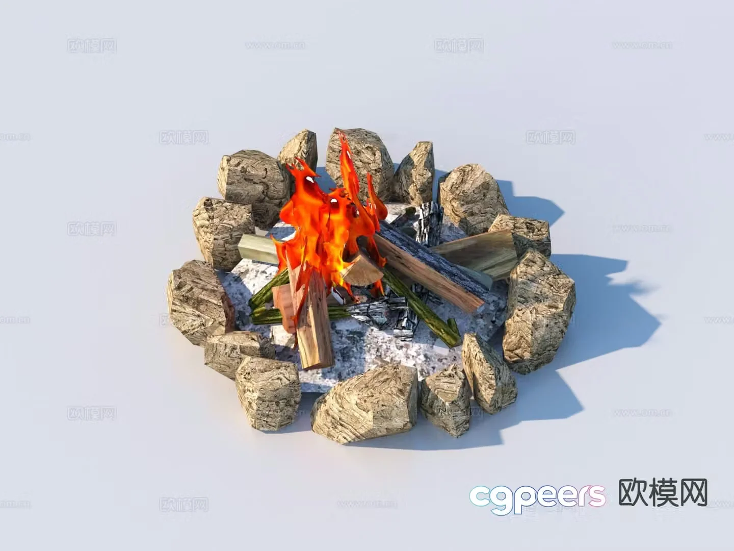 bonfire fire outdoor sketch 3d model