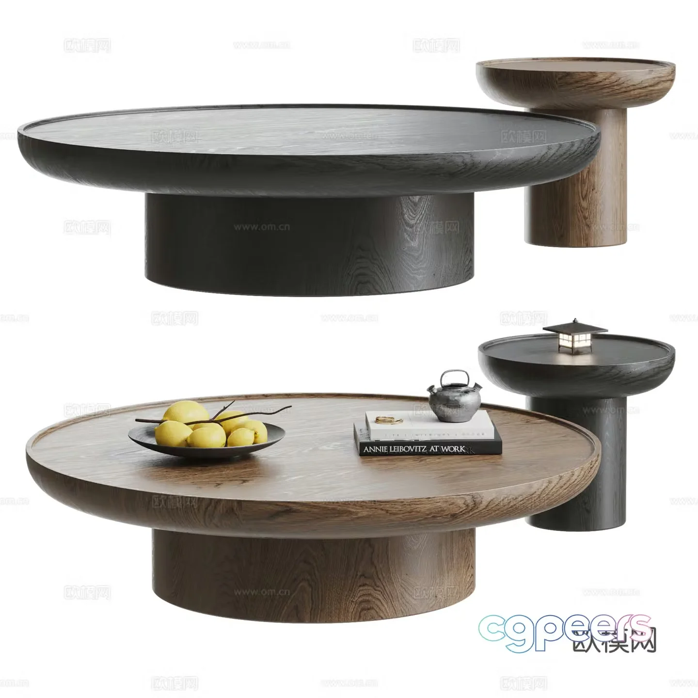 Modern solid wood coffee table combination Wasabi style coffee table combination New Chinese coffee table combination 3D model