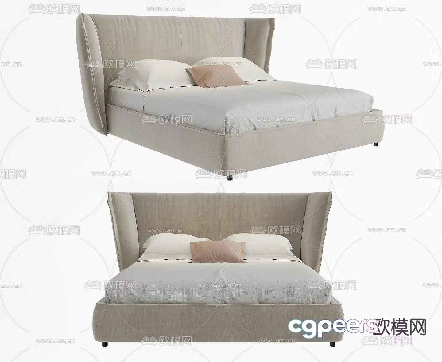 Modern double bed 3d model