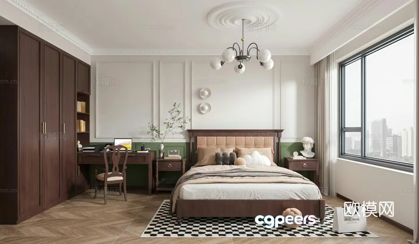 American style bedroom second bedroom 3D model