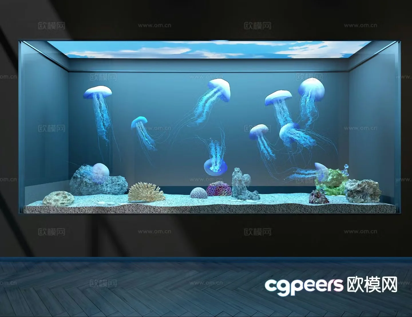 Ecological fish tank aquarium 3d model