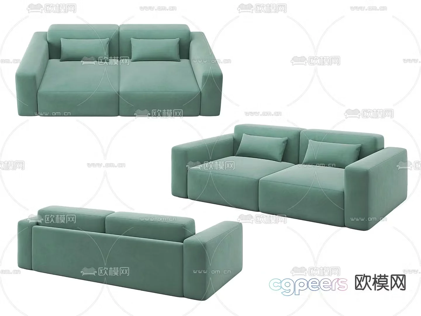 Green sofa double sofa 3d model