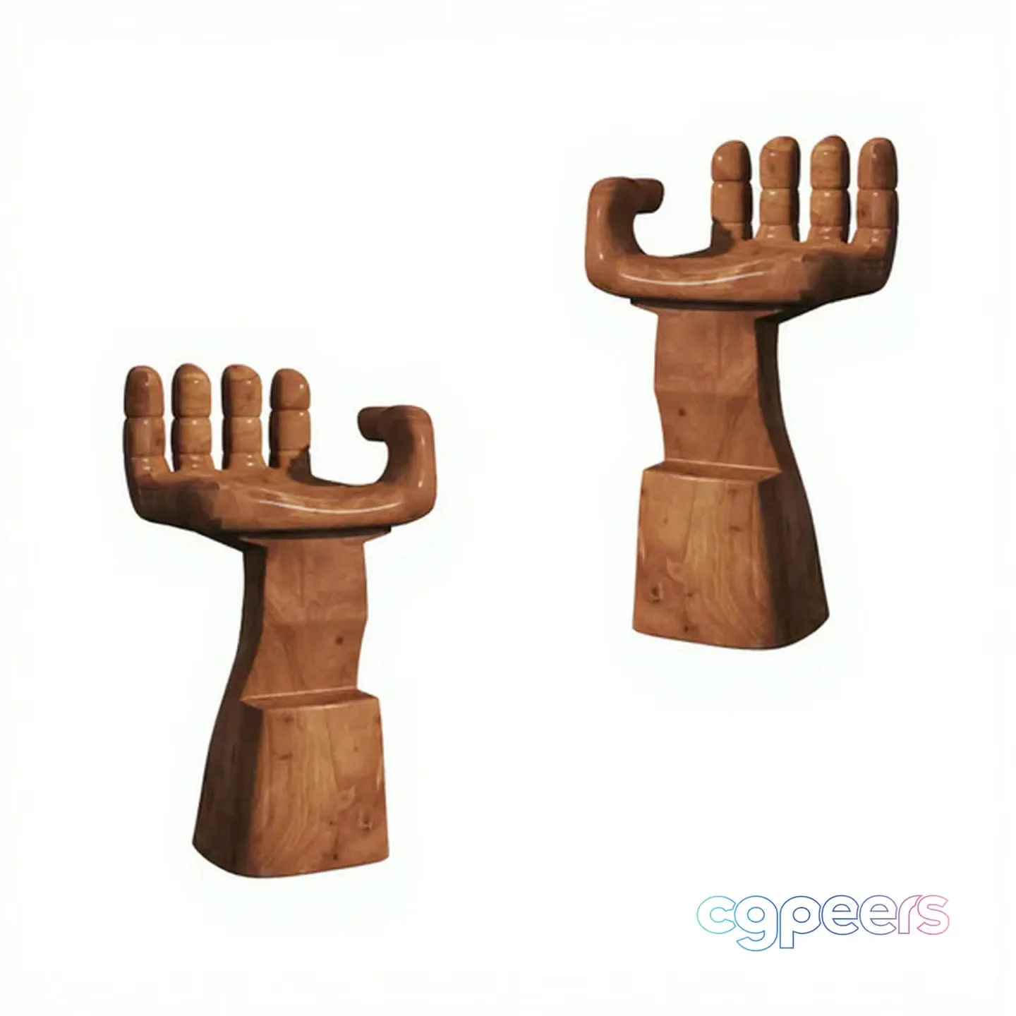 Wooden Hand Sculptures 3D Model – 6003 – VRAY Render