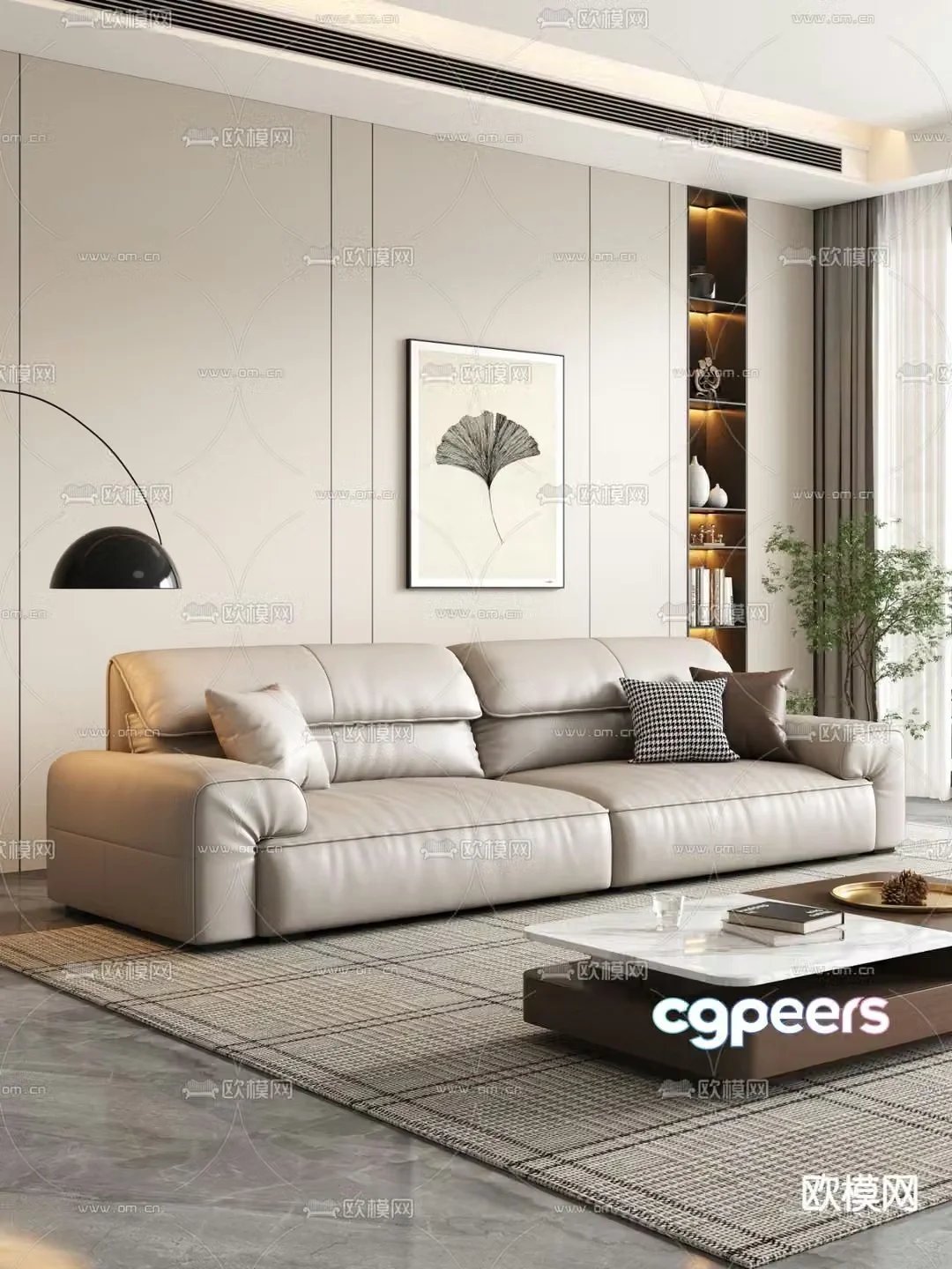 Modern double sofa coffee table 3d model