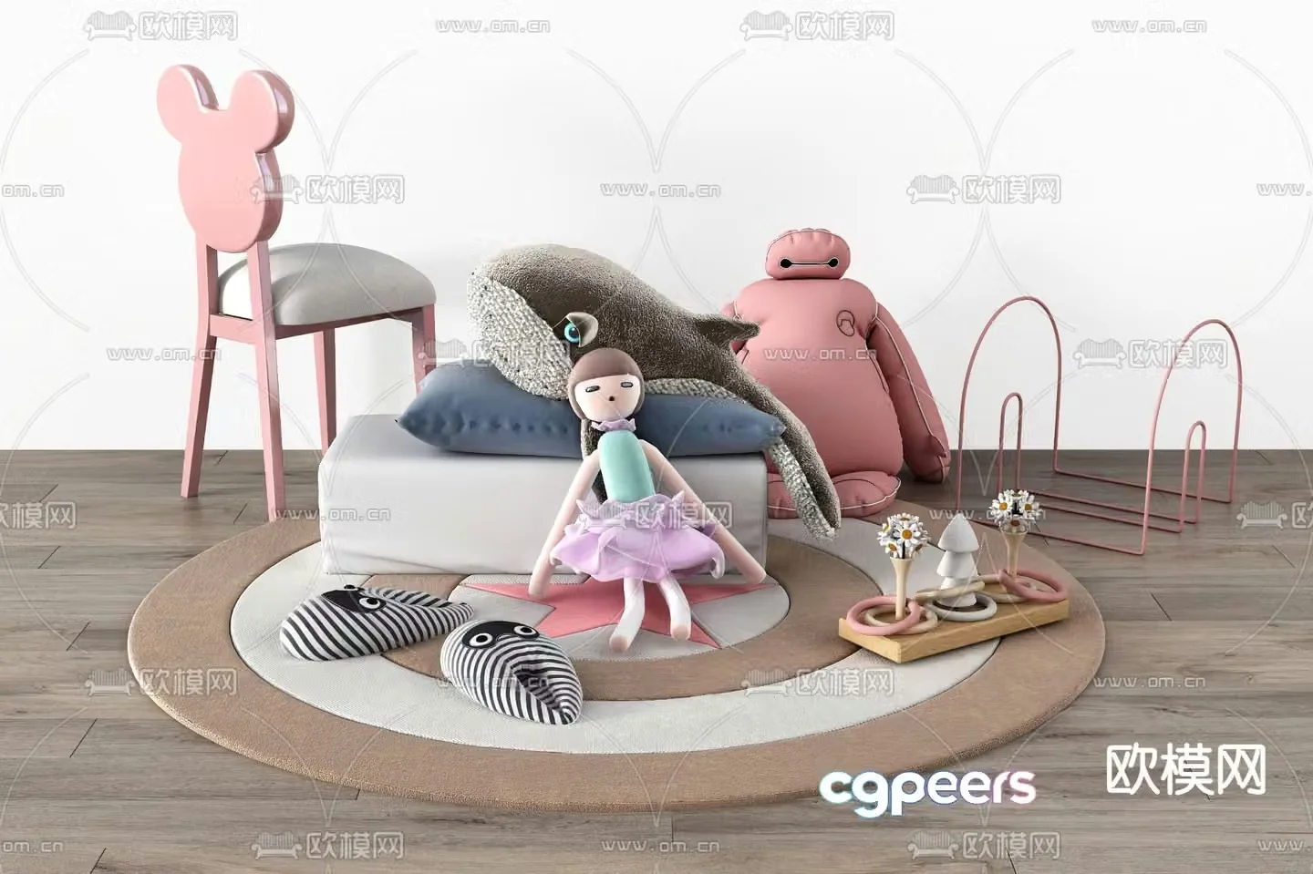 Modern toy plush doll 3d model