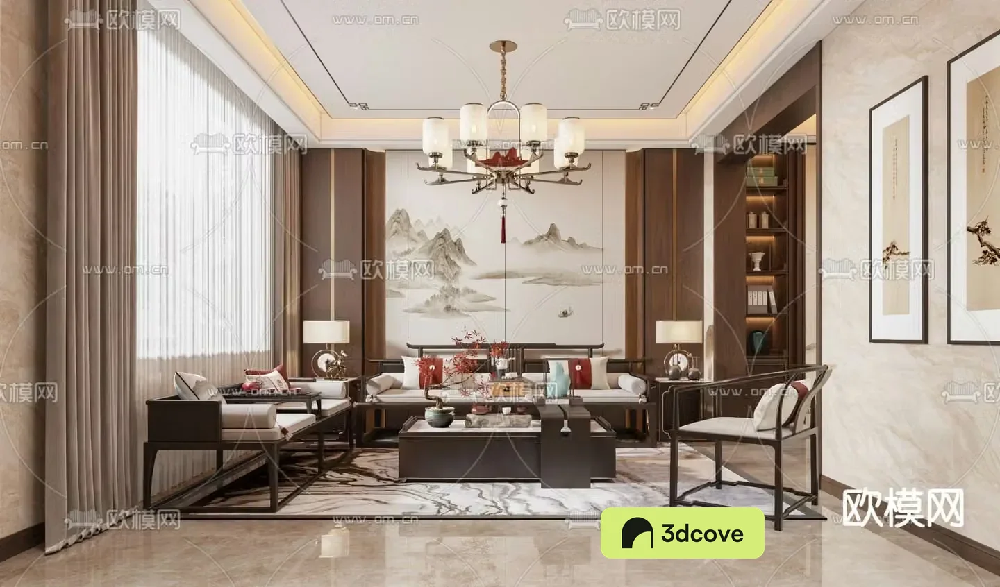 New Chinese style living and dining room