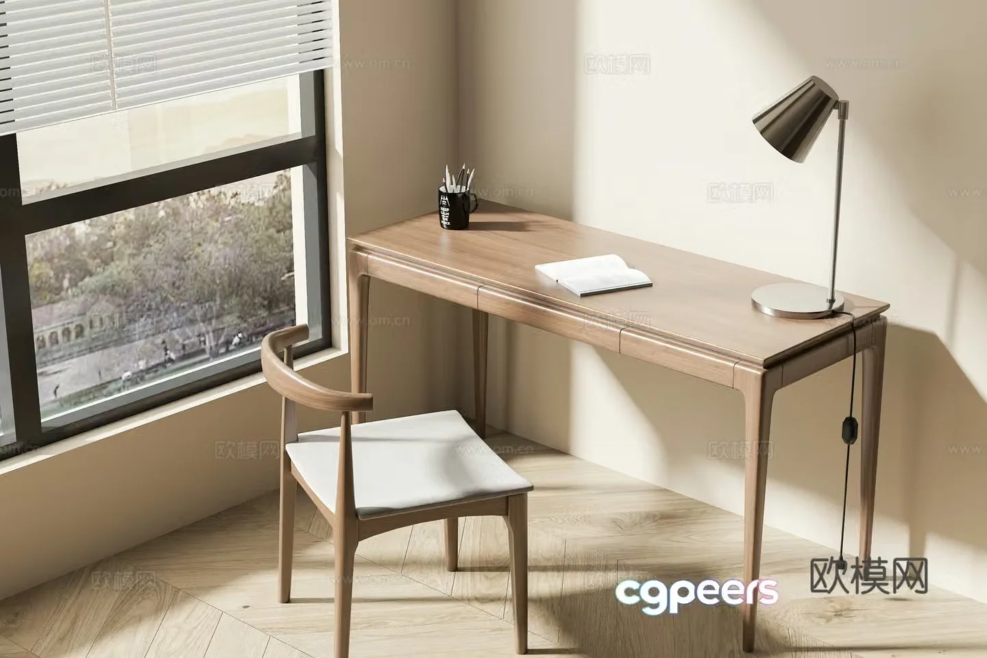 French medieval desk and chair desk and chair medieval retro desk and chair single chair book chair 3d model