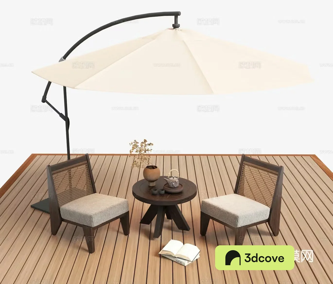 Outdoor rattan leisure chair side several parasols