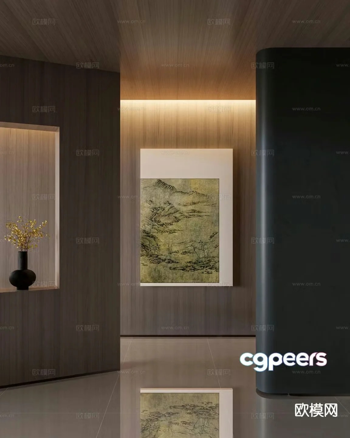 Chinese style hanging painting Zen hanging painting Chinese painting 3D model