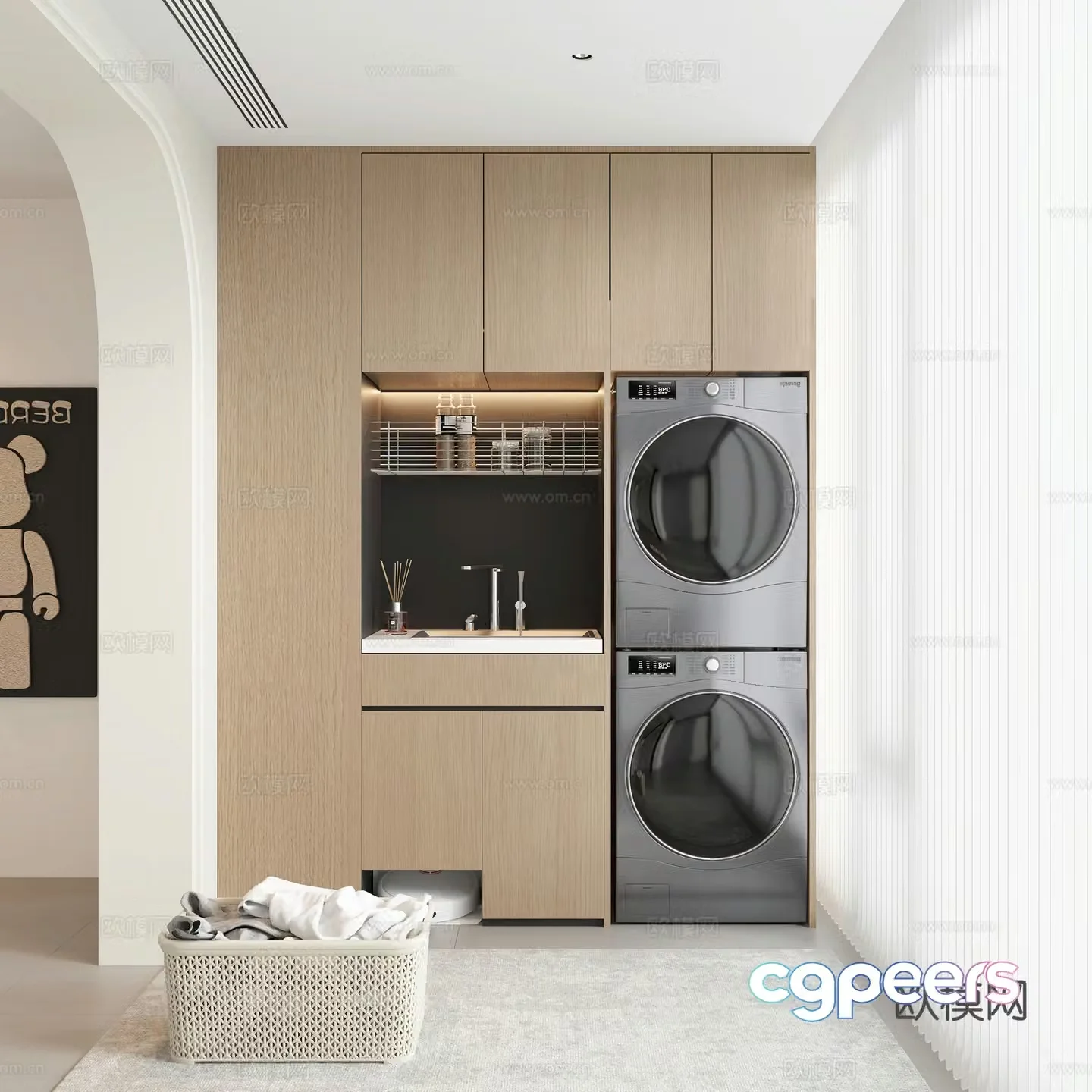Living balcony laundry room 3d model