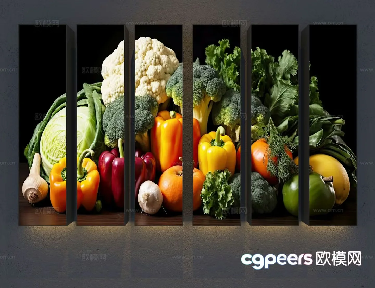 Fruit and vegetable advertising light box 3d model