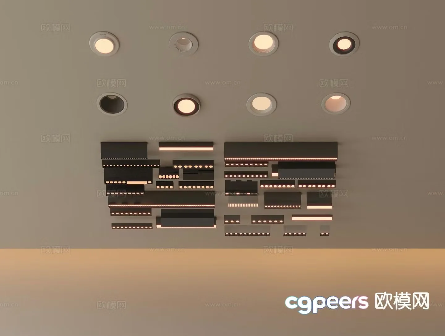 Modern simple downlight spotlight frameless 3d model