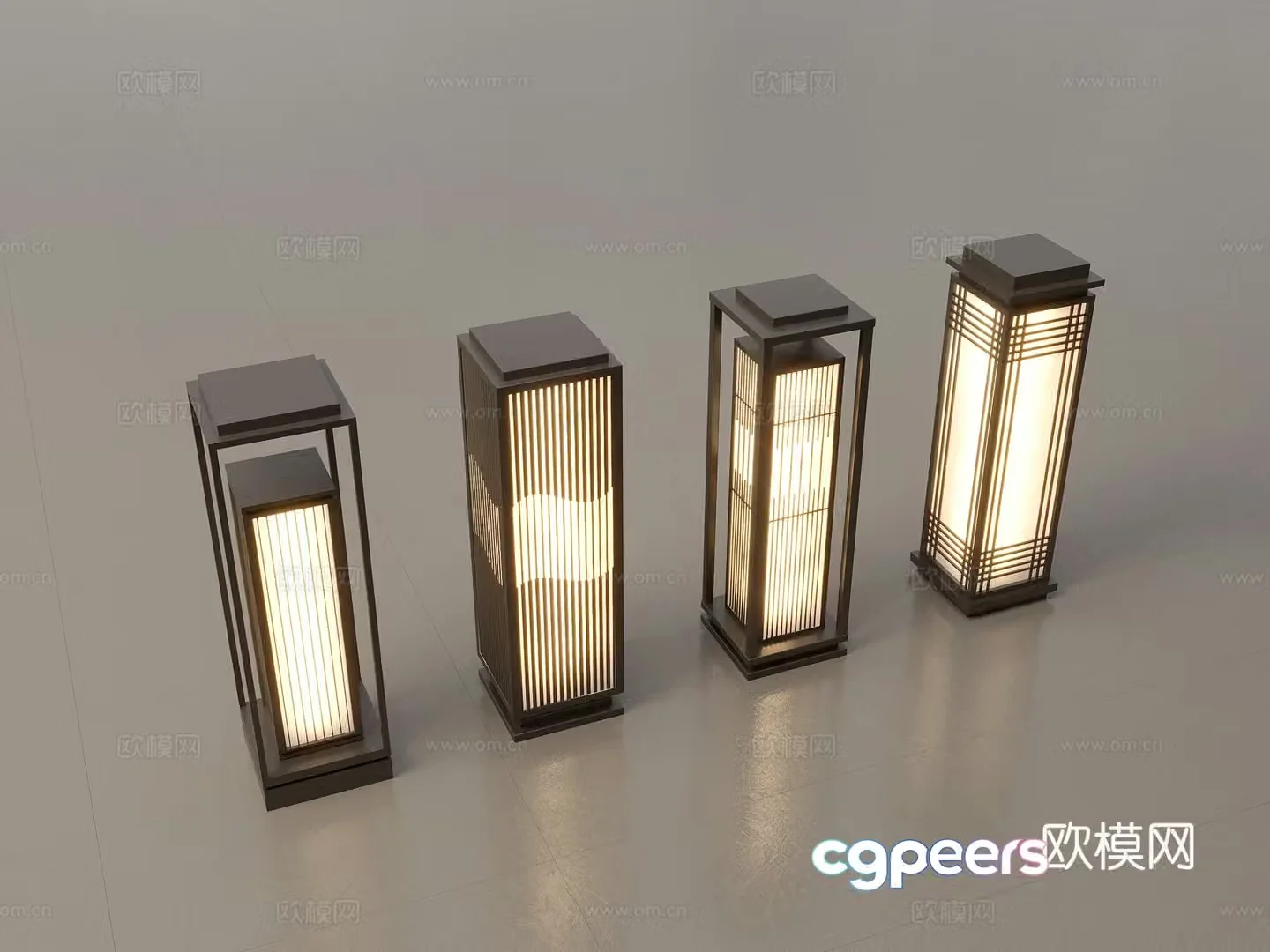 Modern Chinese landscape lights lawn lights garden lights outdoor light combination 3D model