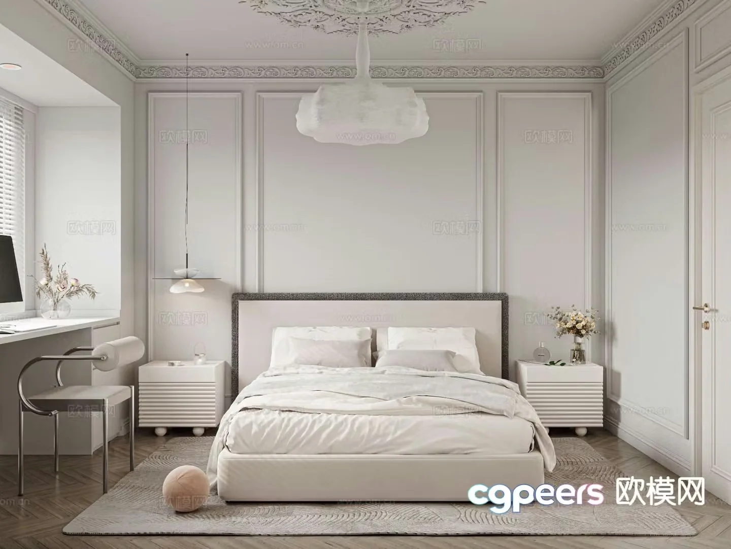French style bedroom girls room 3d model