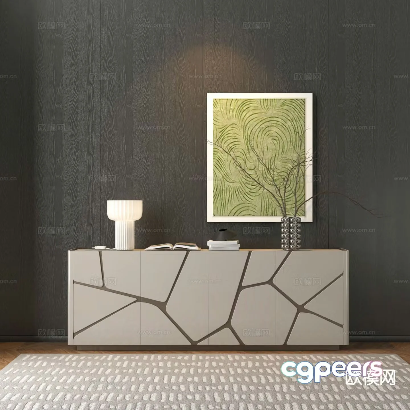 Italian light luxury entrance cabinet Duanjing cabinet 3D model