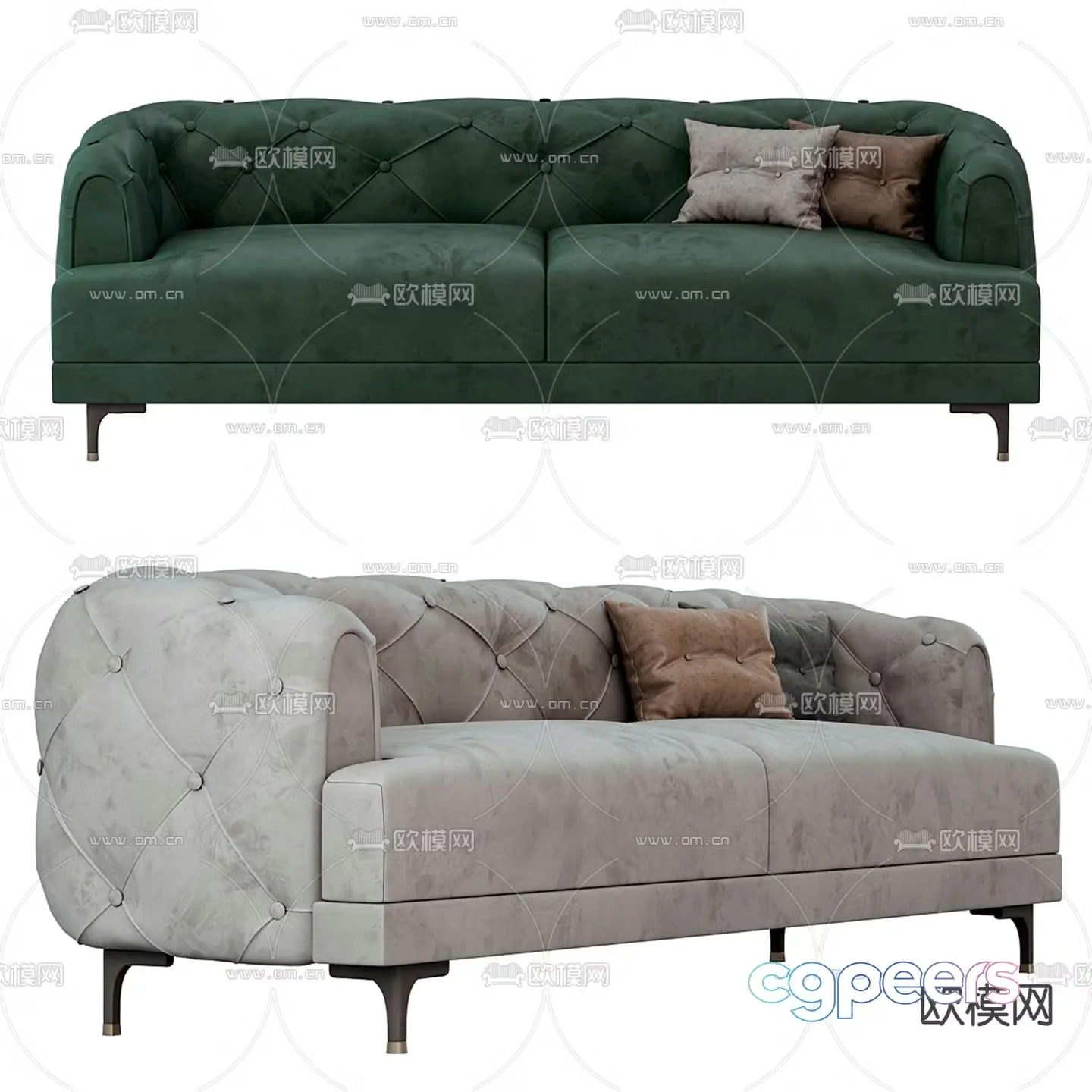Enza Home European style sofa double sofa 3d model