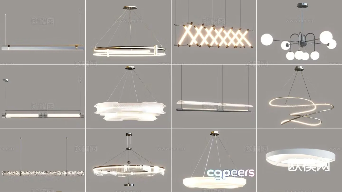 Cream style chandelier ring chandelier 3d model