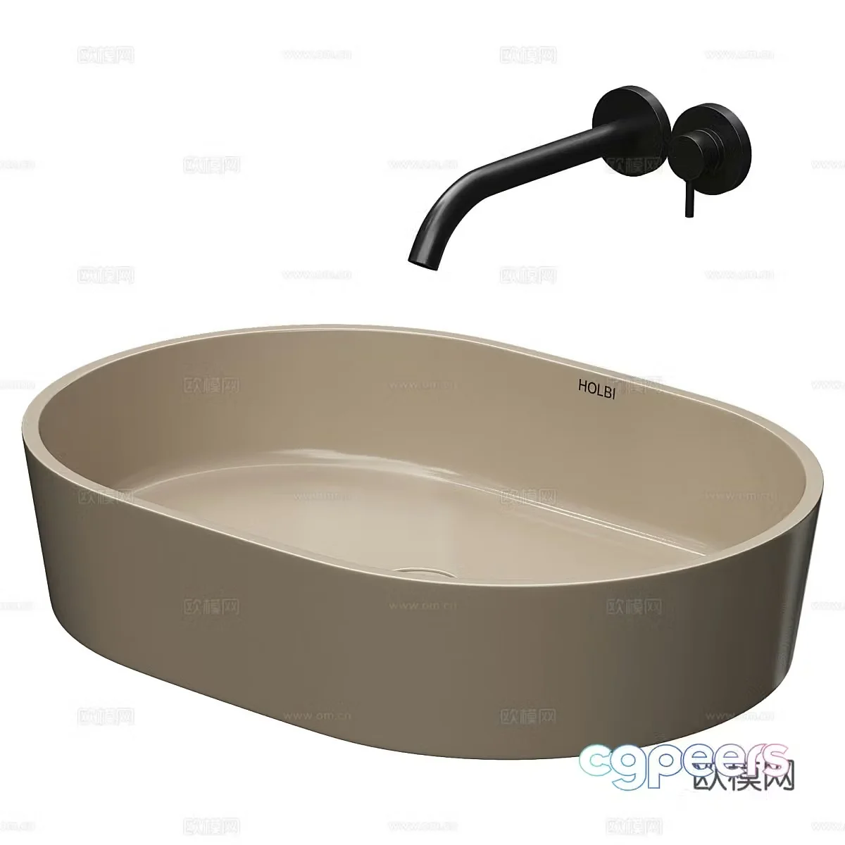 Modern Cream Holbi Ariel Sink 3d Model