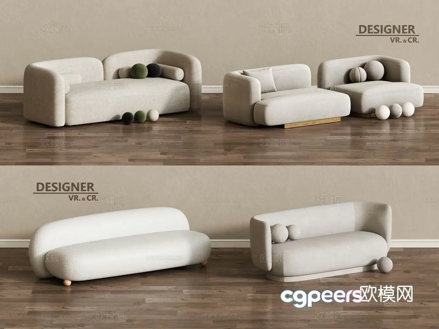 Double sofa upholstered sofa 3d model