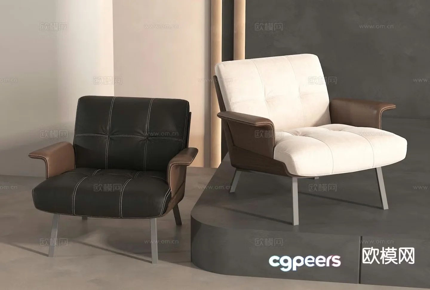 Italian style chair leisure chair 3d model