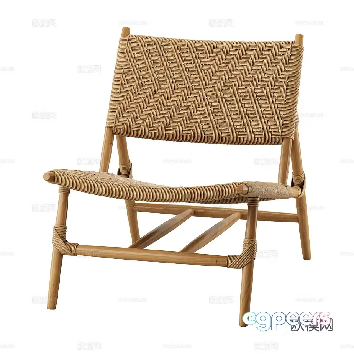 Nordic simple single chair rattan chair simple chair living room chair dining chair 3d model