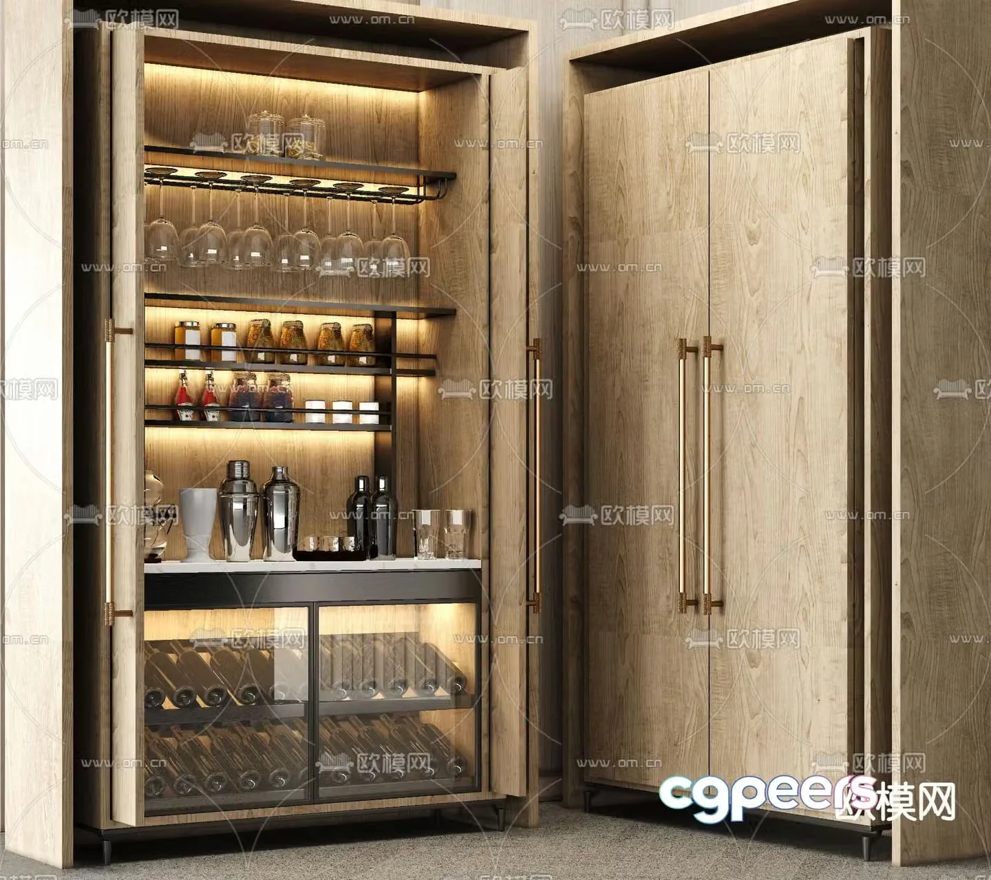 Light luxury style wine cabinet 3D model