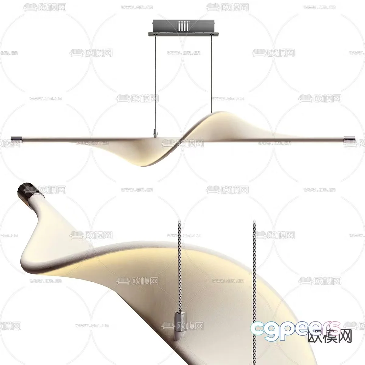 Long chandelier art chandelier 3d model