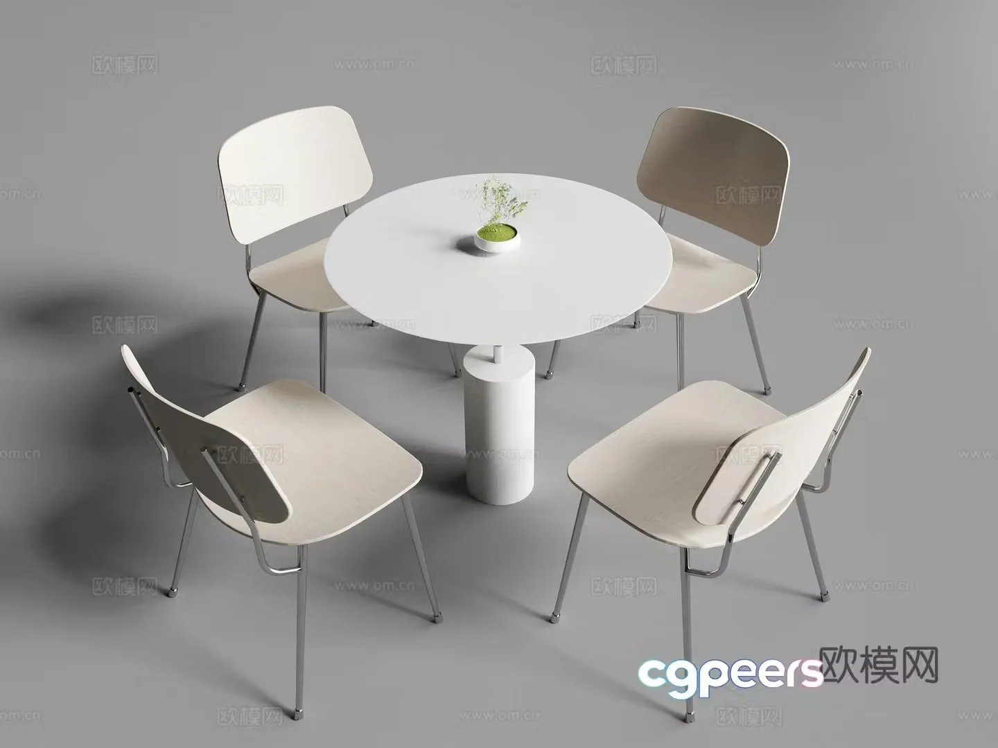 Modern negotiation table and chair combination single chair round table ornament 3D model