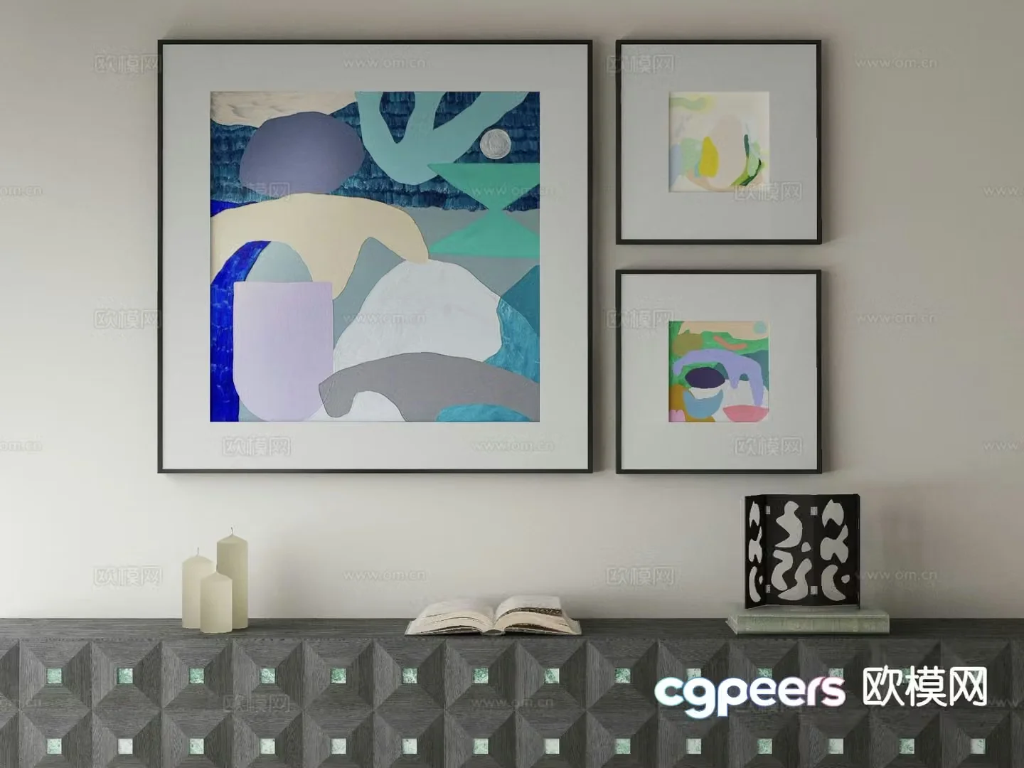 Modern abstract painting oil painting decorative painting 3d model