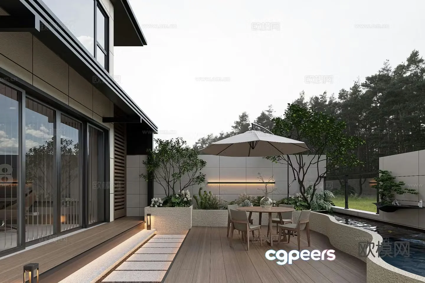 Villa landscape courtyard landscape 3d model