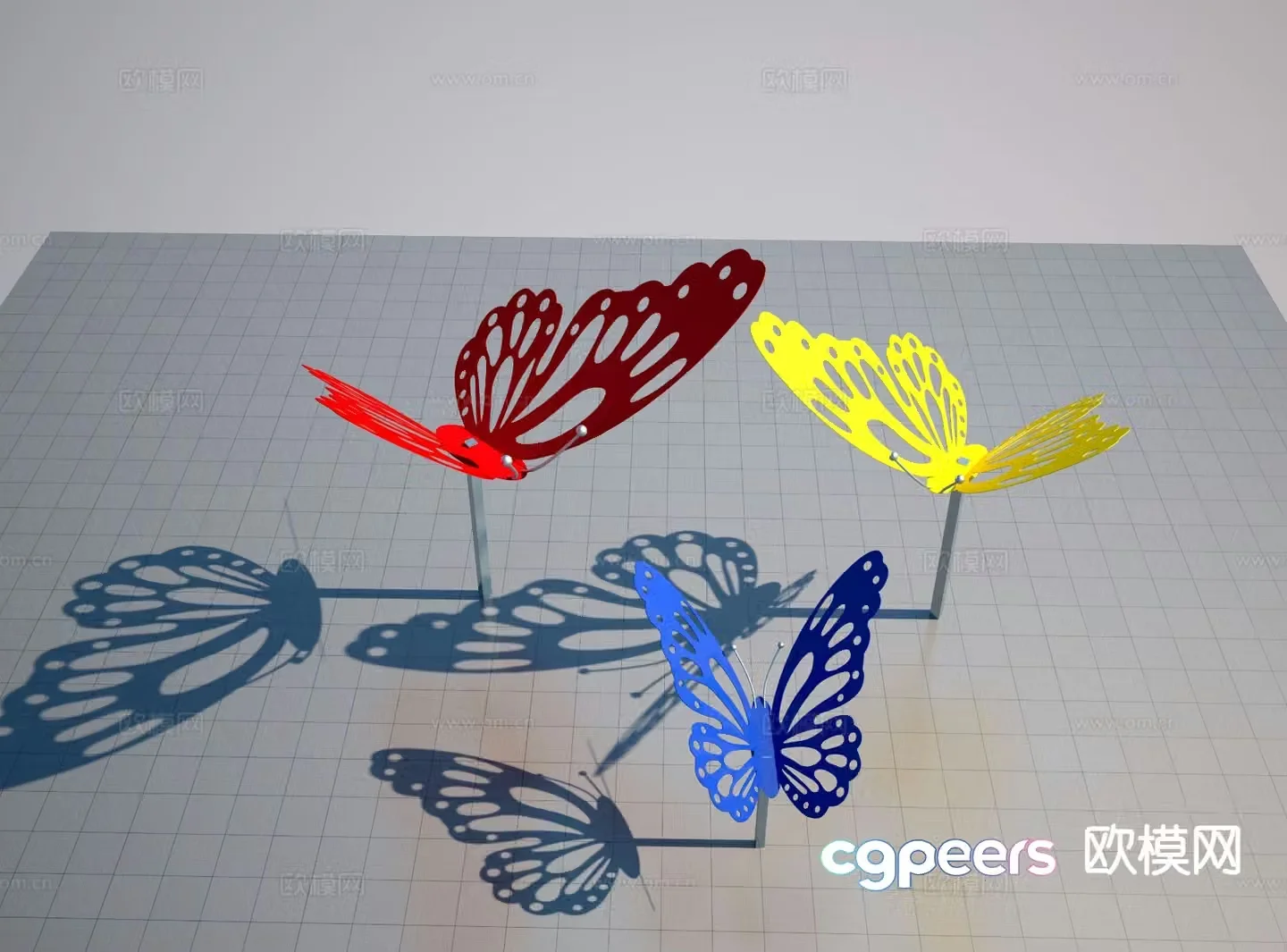 Butterfly silhouette sculpture urban sculpture 3d model