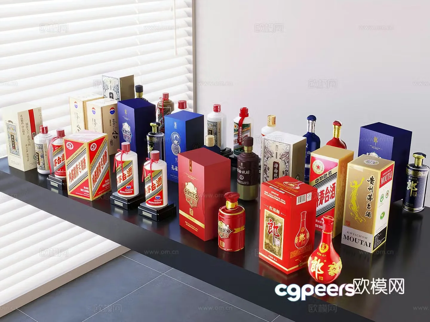 Maotai liquor Langjiu Baijiu Liquor Wine Bottle 3D Model