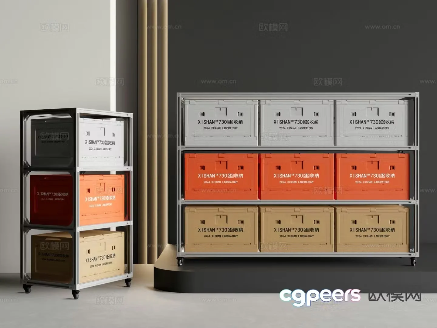 Industrial style shelves storage boxes drawers turnover boxes 3D model