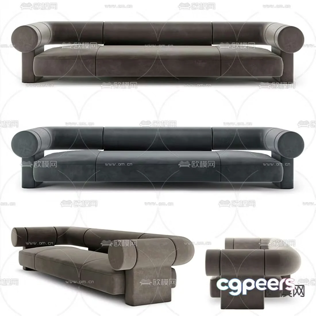Modern Flexform blue multi-seat sofa 3d model