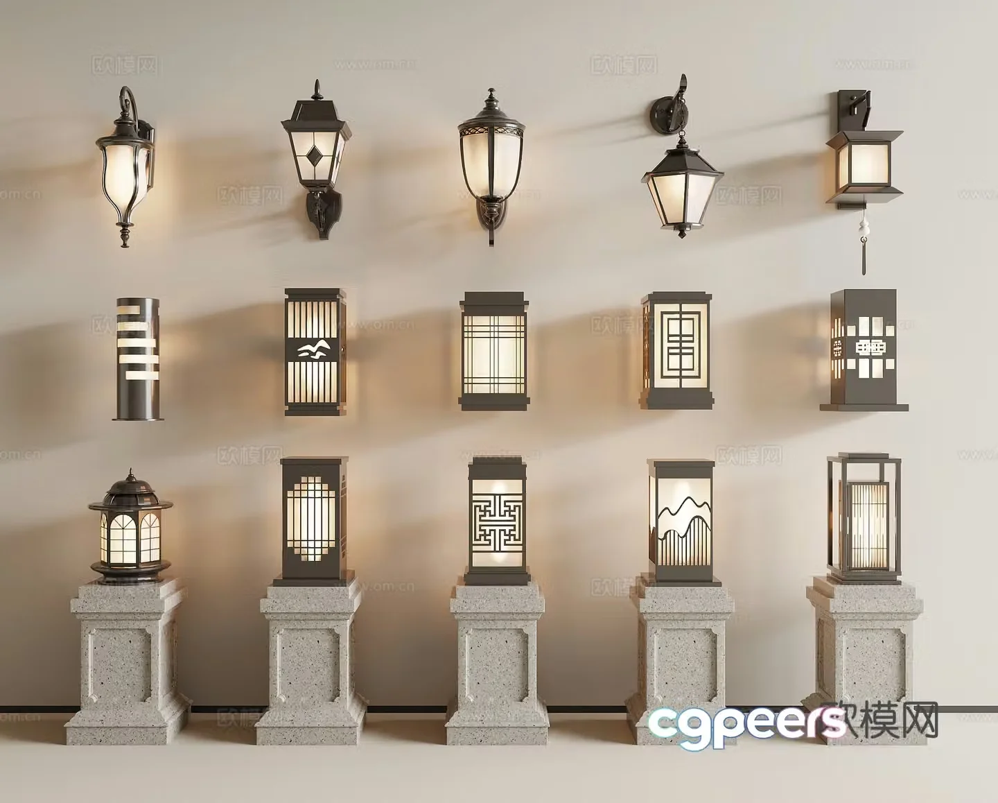 Modern outdoor lights Garden lights 3d model