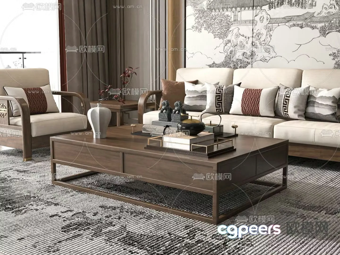 New Chinese coffee table 3d model