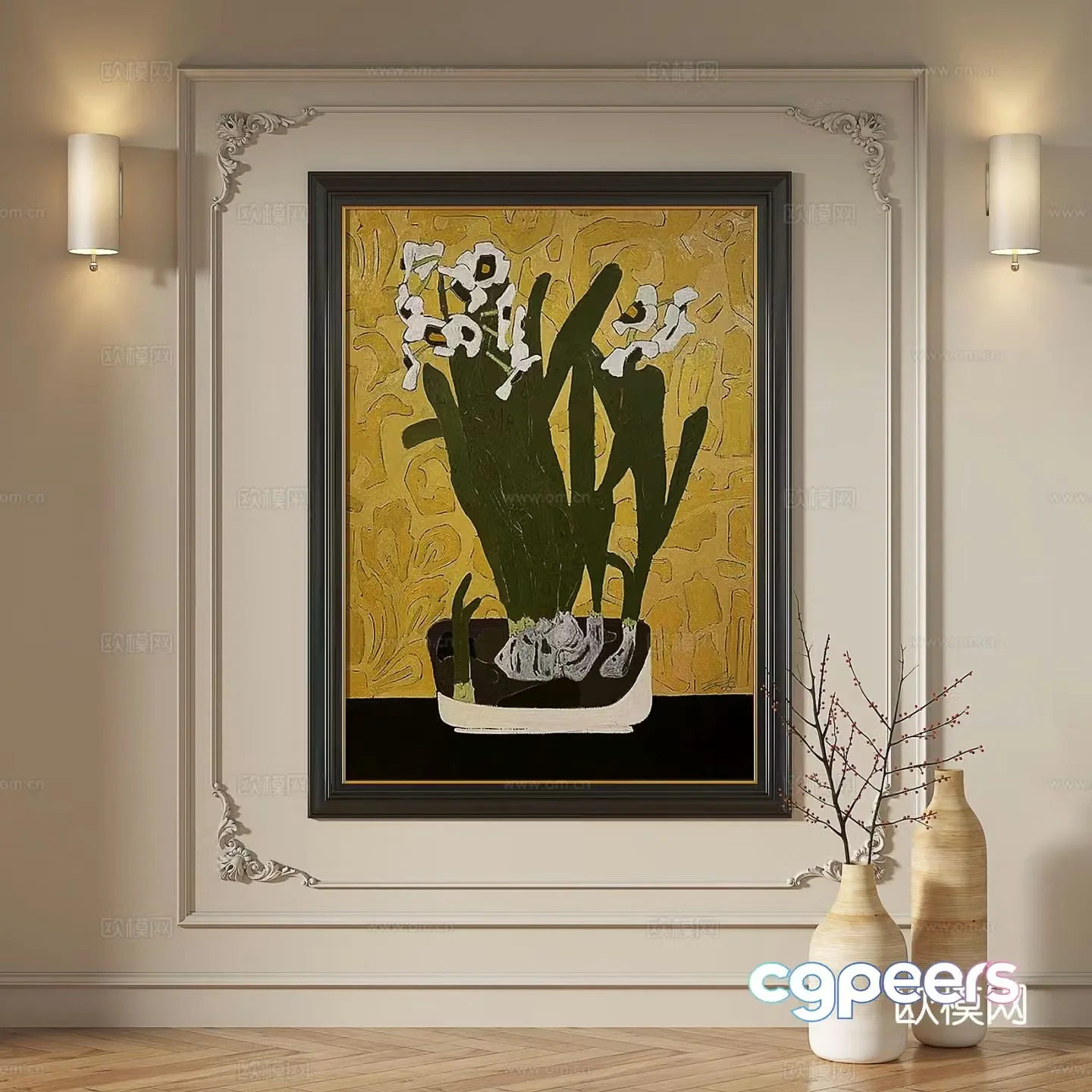 French hanging paintings retro oil paintings European murals classical decorative paintings abstract paintings decorative paintings 3D model