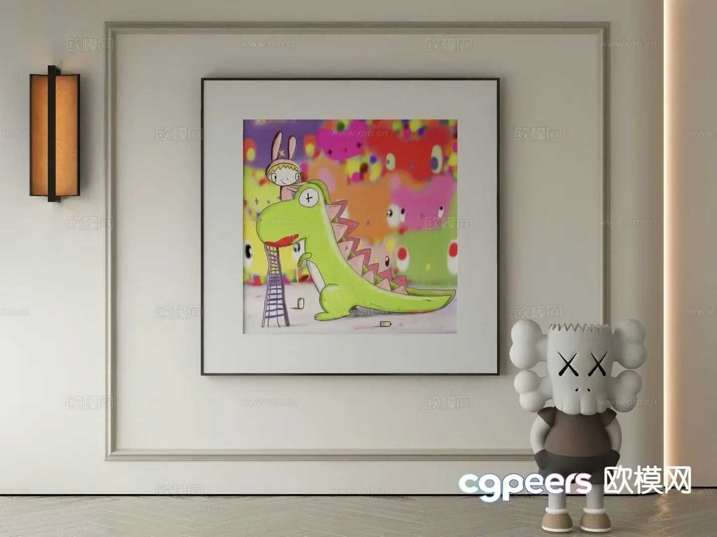 Modern decorative painting dinosaur cartoon 3d model