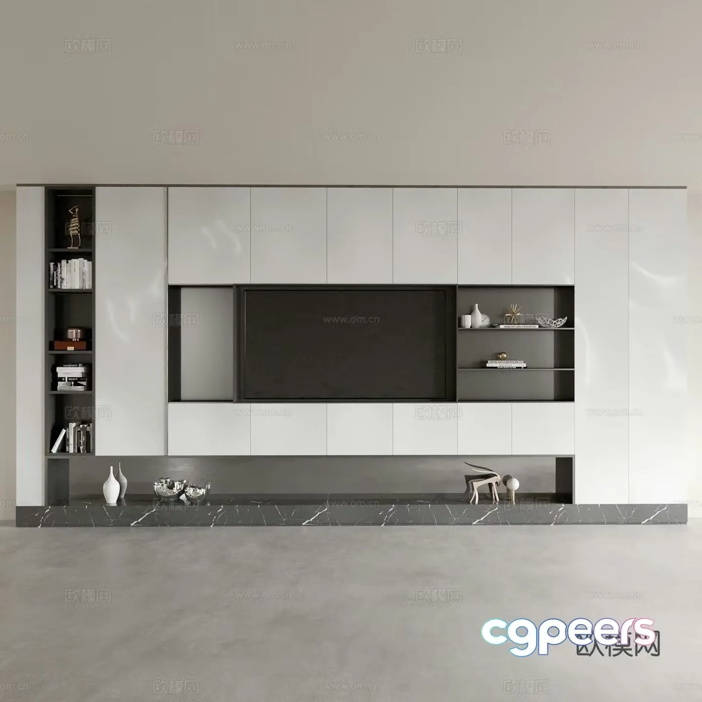 Modern TV background wall 3d model