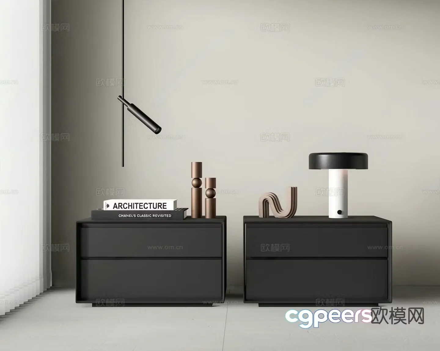 Modern bedside table 3d model