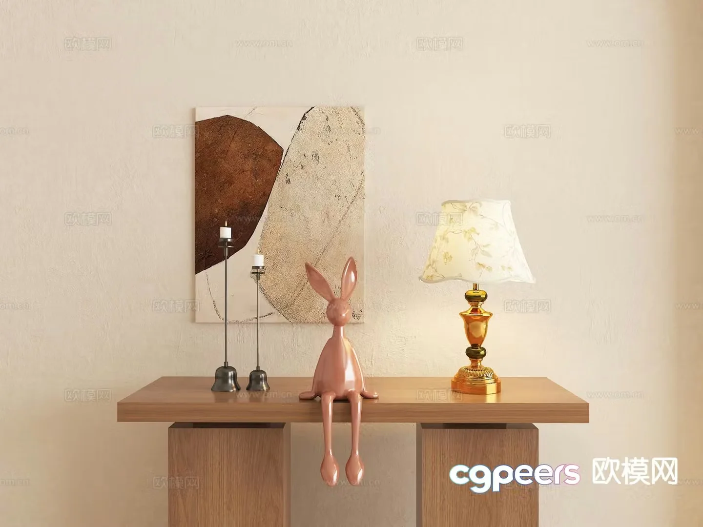 Medieval style table lamp candlestick lamp 3d model