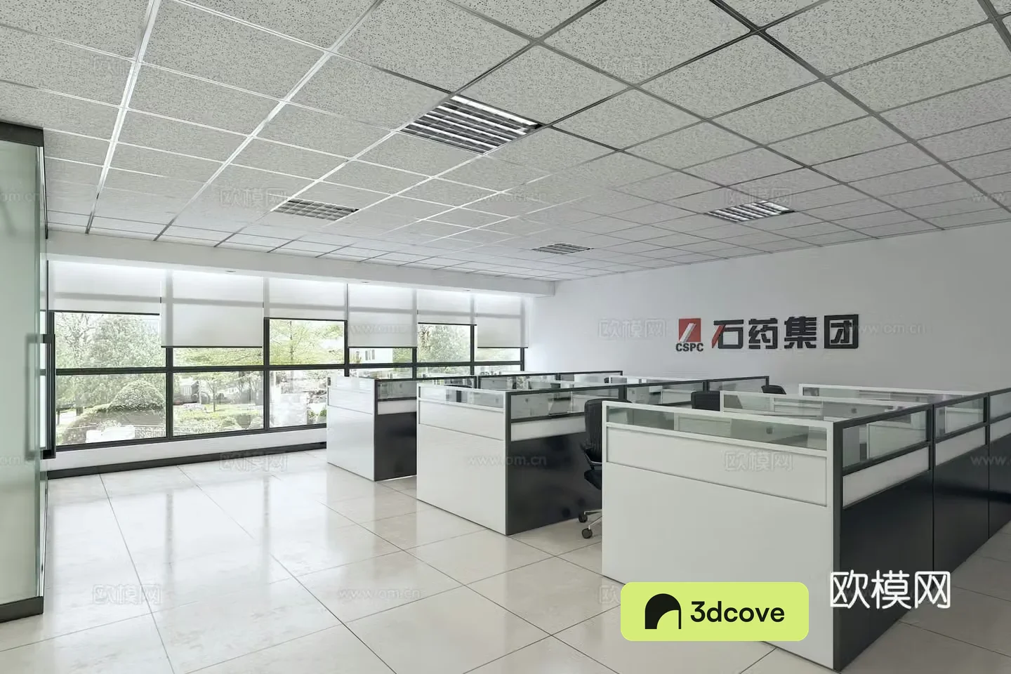Modern minimalist office area