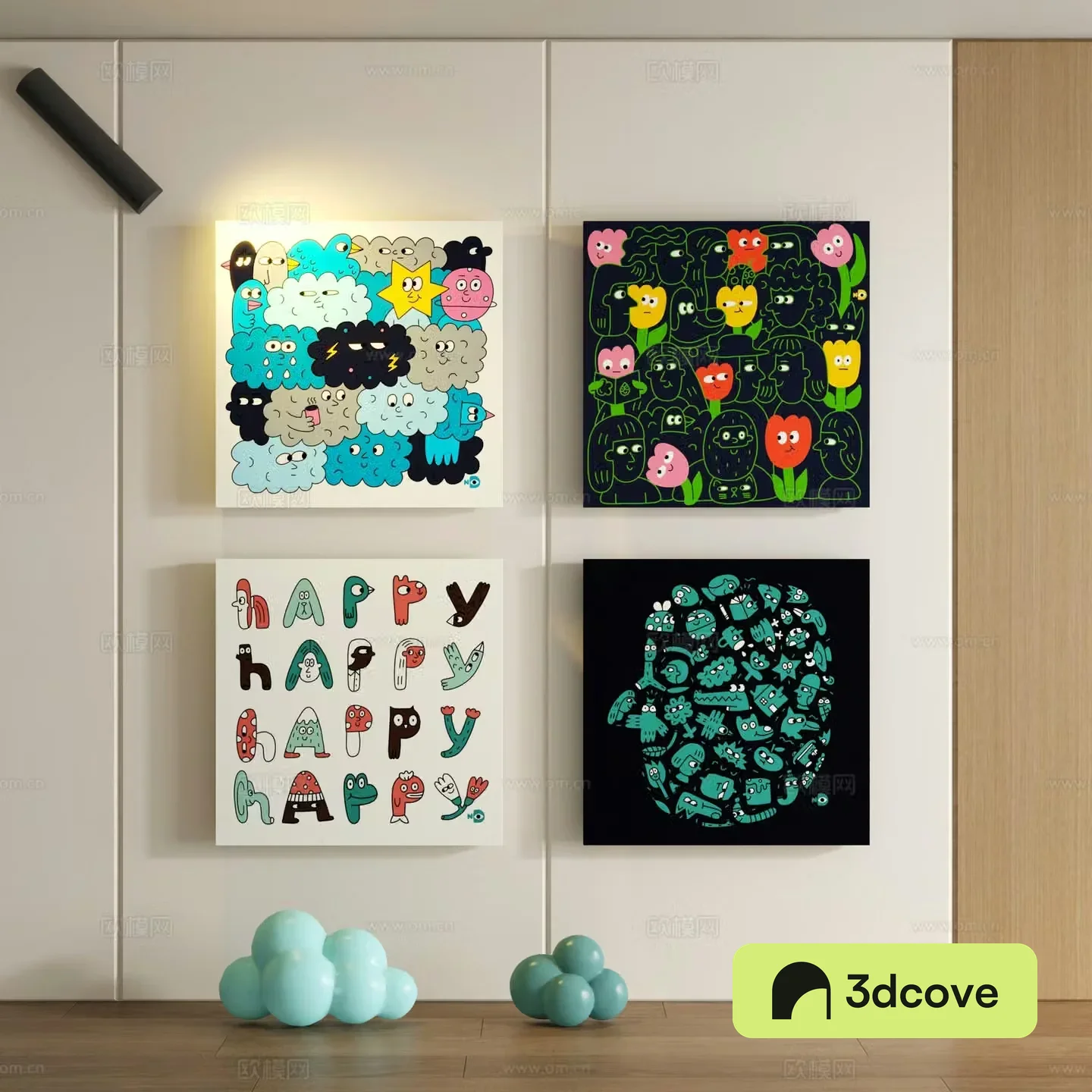 Modern children cartoon doodle decorative painting