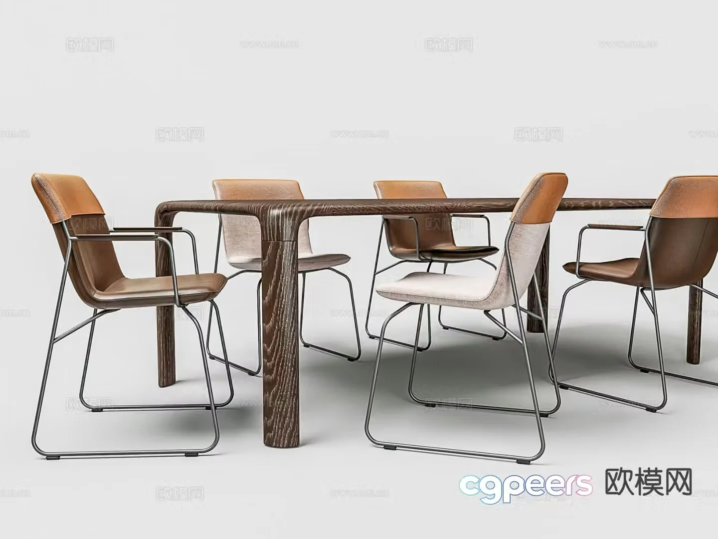 Italian dining table and chairs 3d model