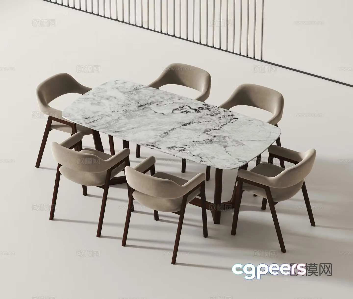 Modern dining table and chair 3d model