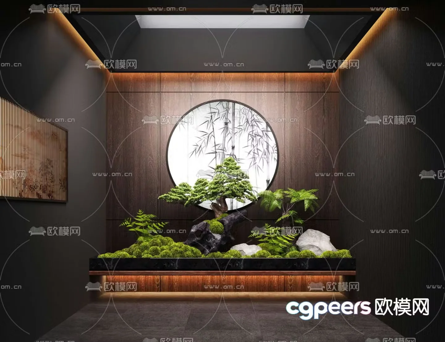 New Chinese style indoor landscaping landscape sketch 3D model