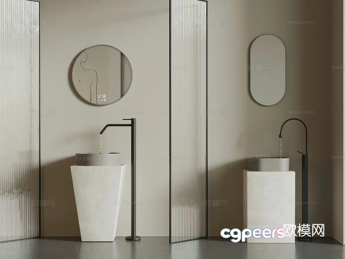 Modern column basin mirror 3d model
