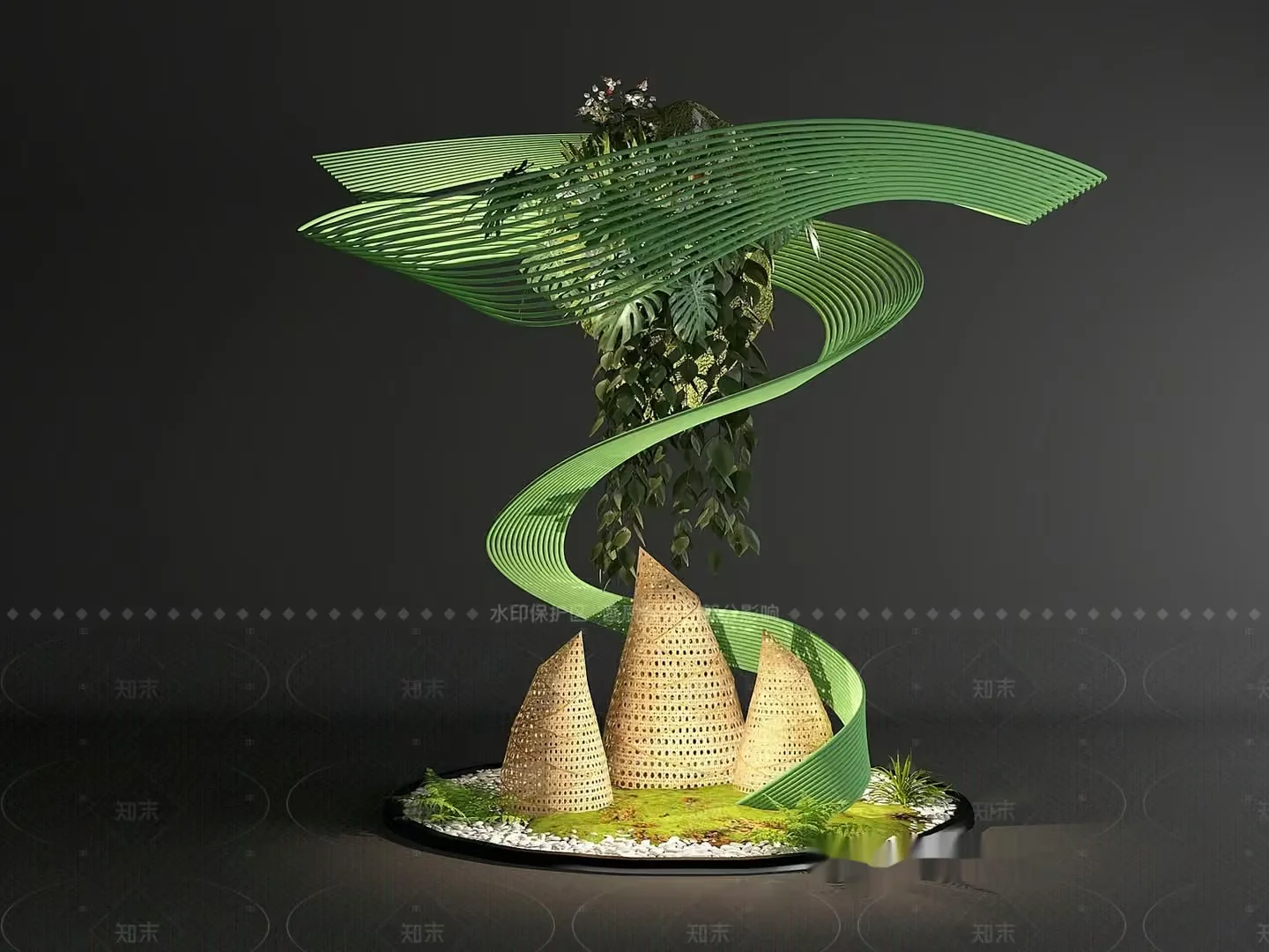 A Decorative Garden With A Unique Design 3D Model – 12355 – VRAY Render