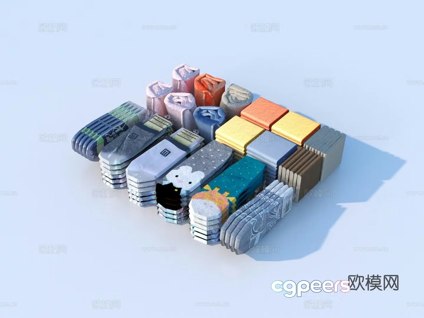 Socks Stockings Medium Socks Boat Socks 3D Model